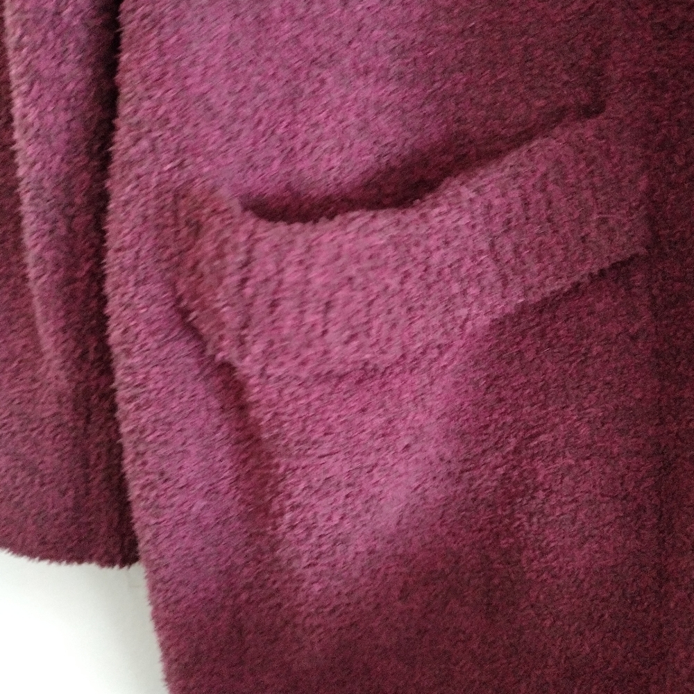 Barefoot Dreams CozyChic heathered red long open cardigan pockets size Medium - Picture 7 of 11